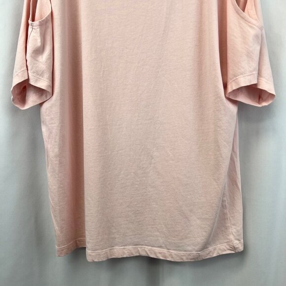 Chico’s Women’s Cold Shoulder Short Sleeve Top Embellished Shoulder Pink Large - Picture 6 of 9
